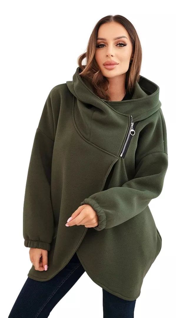 Women's khaki sweater with hood Jonit