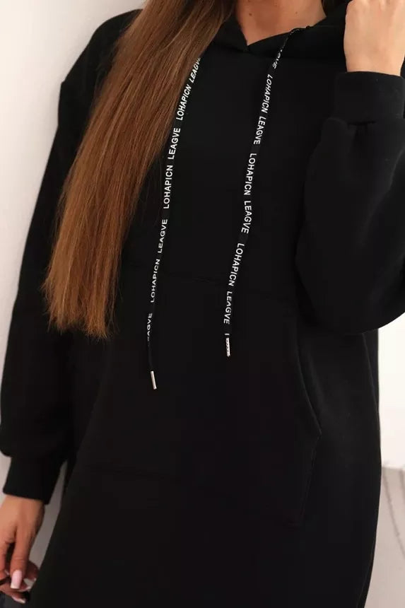 Women's insulated black dress with hood Leagve