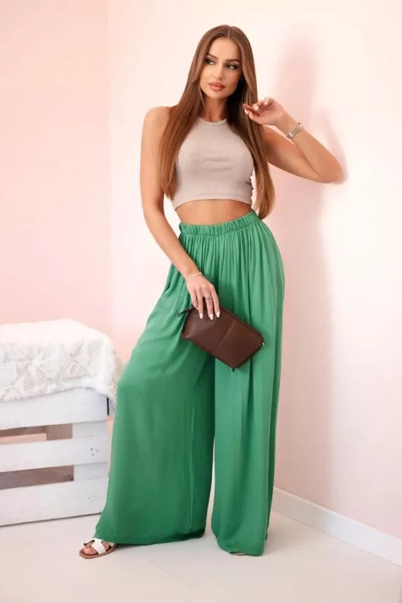 Women's wide green trousers Andi