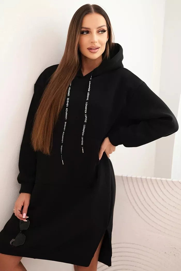 Women's insulated black dress with hood Leagve