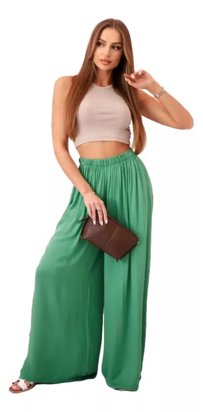 Women's wide green trousers Andi