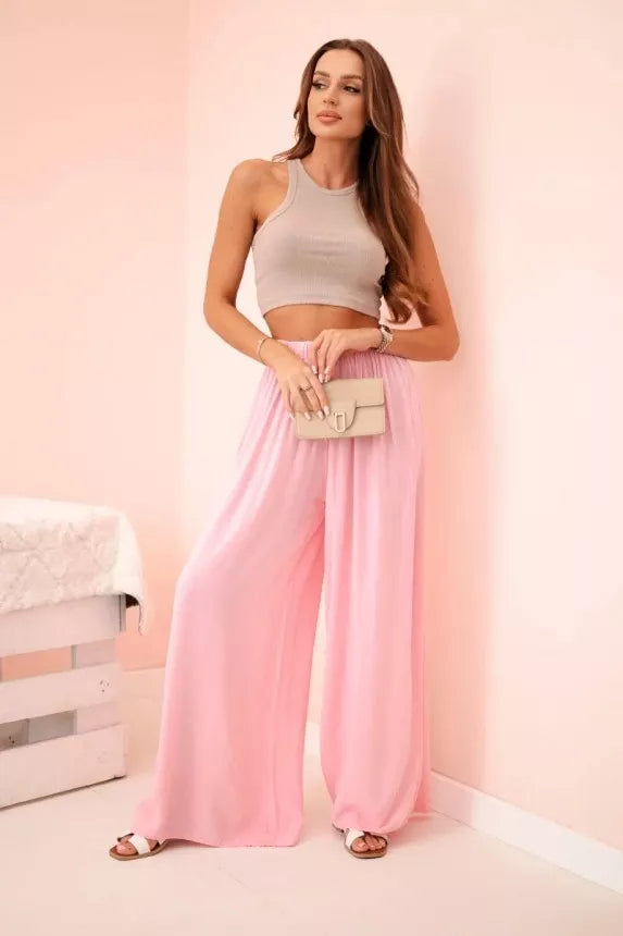 Women's wide-leg light pink trousers Andi