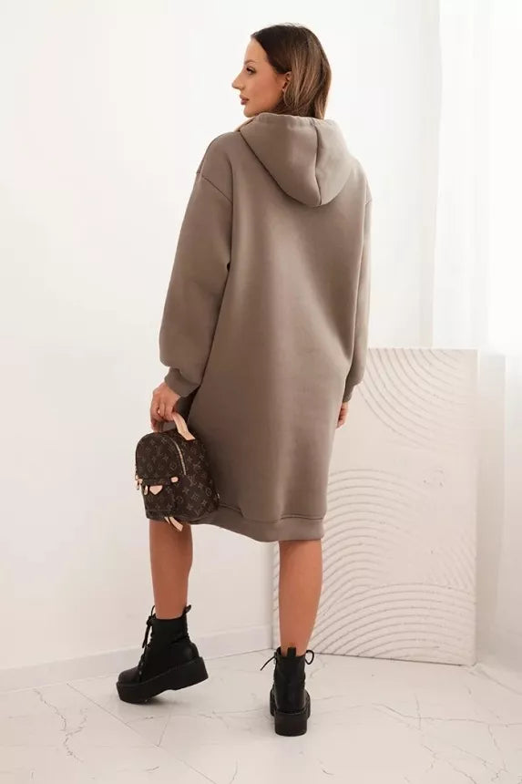 Women's warm dark brown dress with hood Leagve