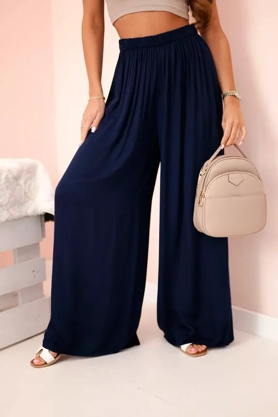 Women's wide-leg dark blue trousers Andi
