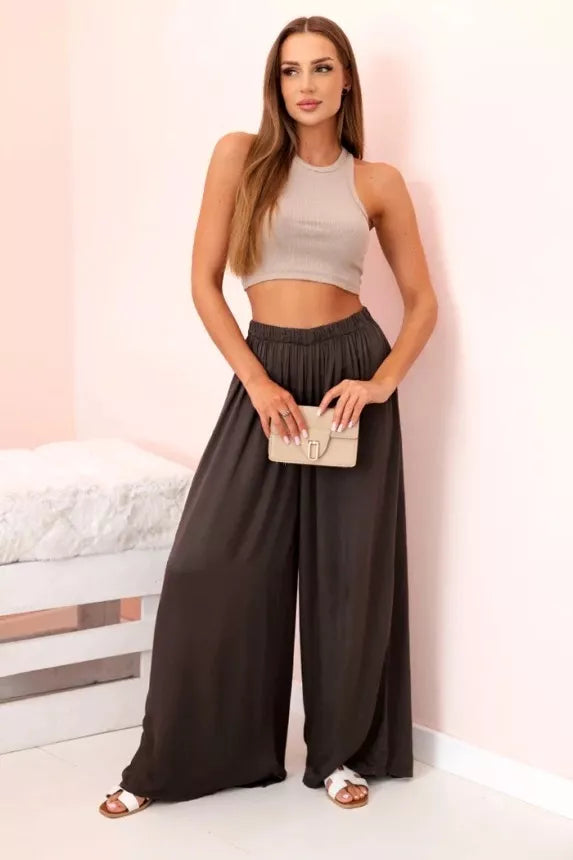 Women's wide-leg brown trousers Andi