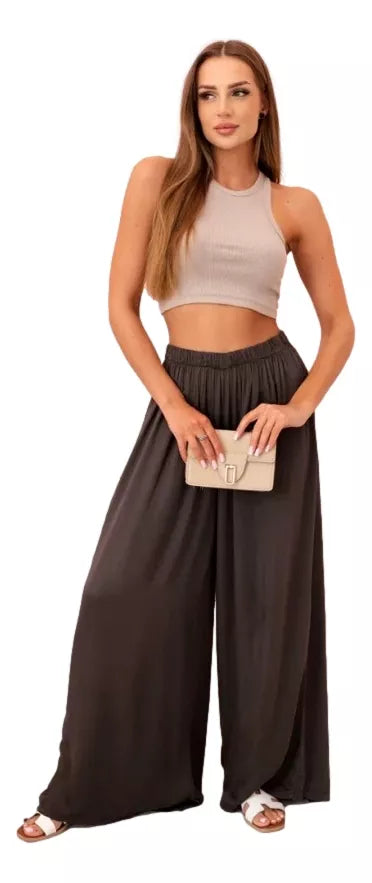 Women's wide-leg brown trousers Andi