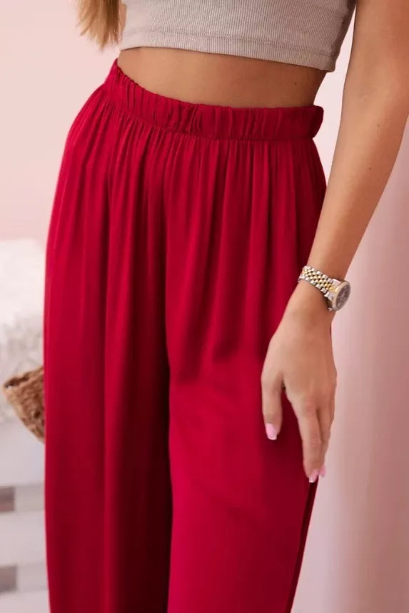 Women's wide dark red trousers Andi