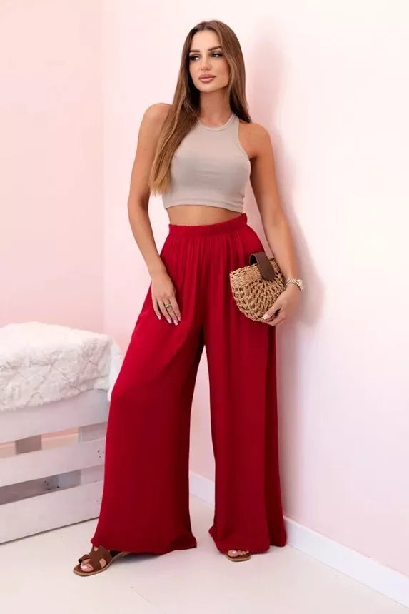 Women's wide dark red trousers Andi