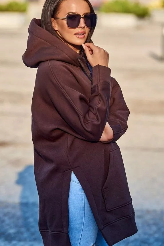 Women's brown hoodie Wine