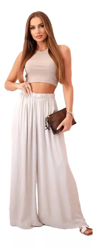 Women's wide-leg brown trousers Andi