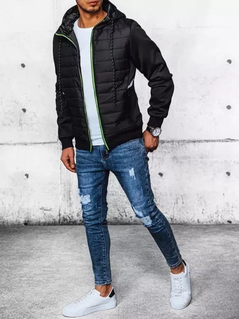 Black men's jacket with hood Bastin