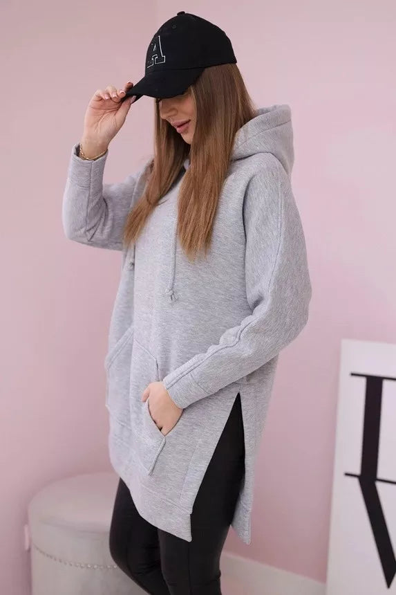 Women's light gray hoodie Wine