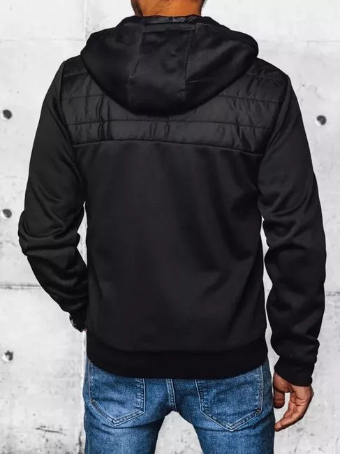 Black men's jacket with hood Bastin