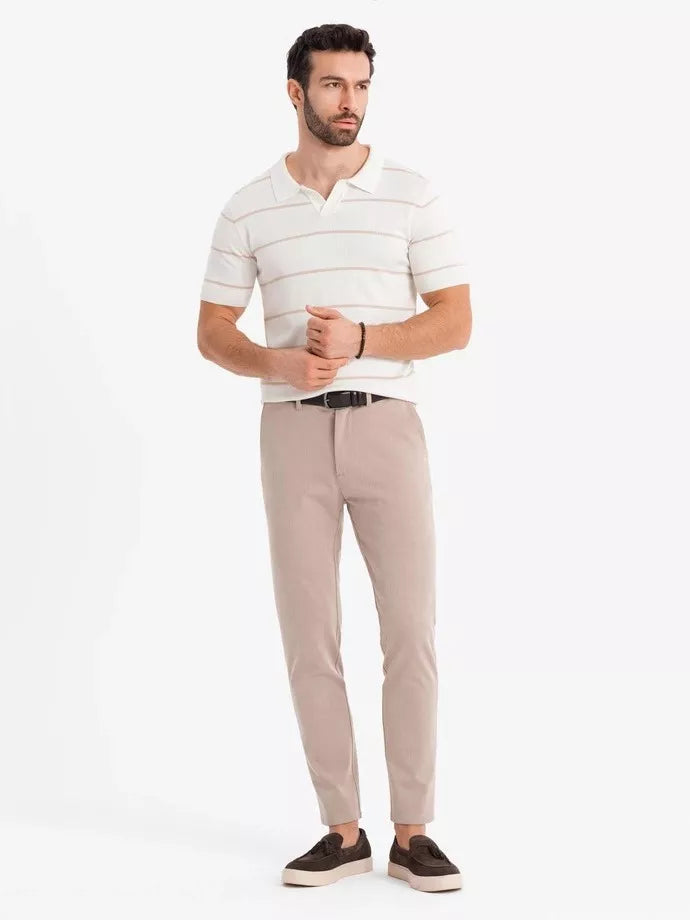 Men's striped white with brown stripes polo shirt Ton