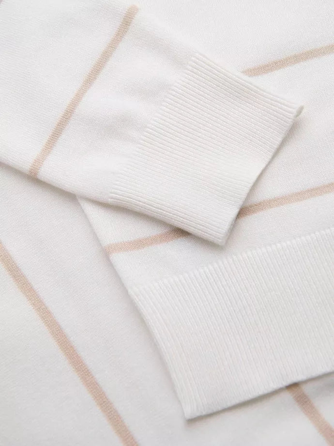 Men's striped white with brown stripes polo shirt Ton