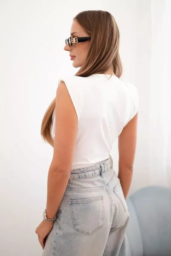 Women's white blouse with a deep neckline Ana 