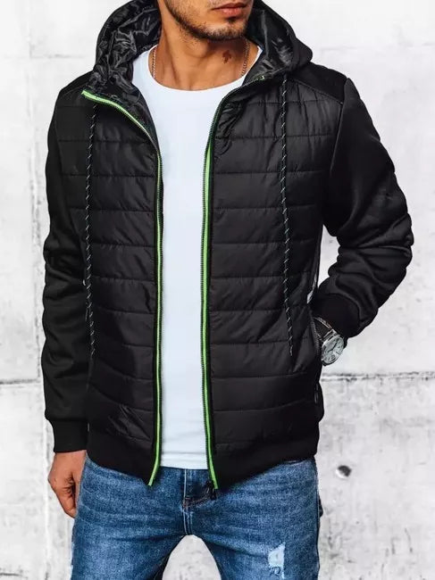 Black men's jacket with hood Bastin