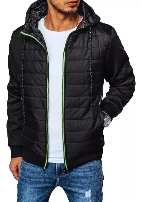 Black men's jacket with hood Bastin
