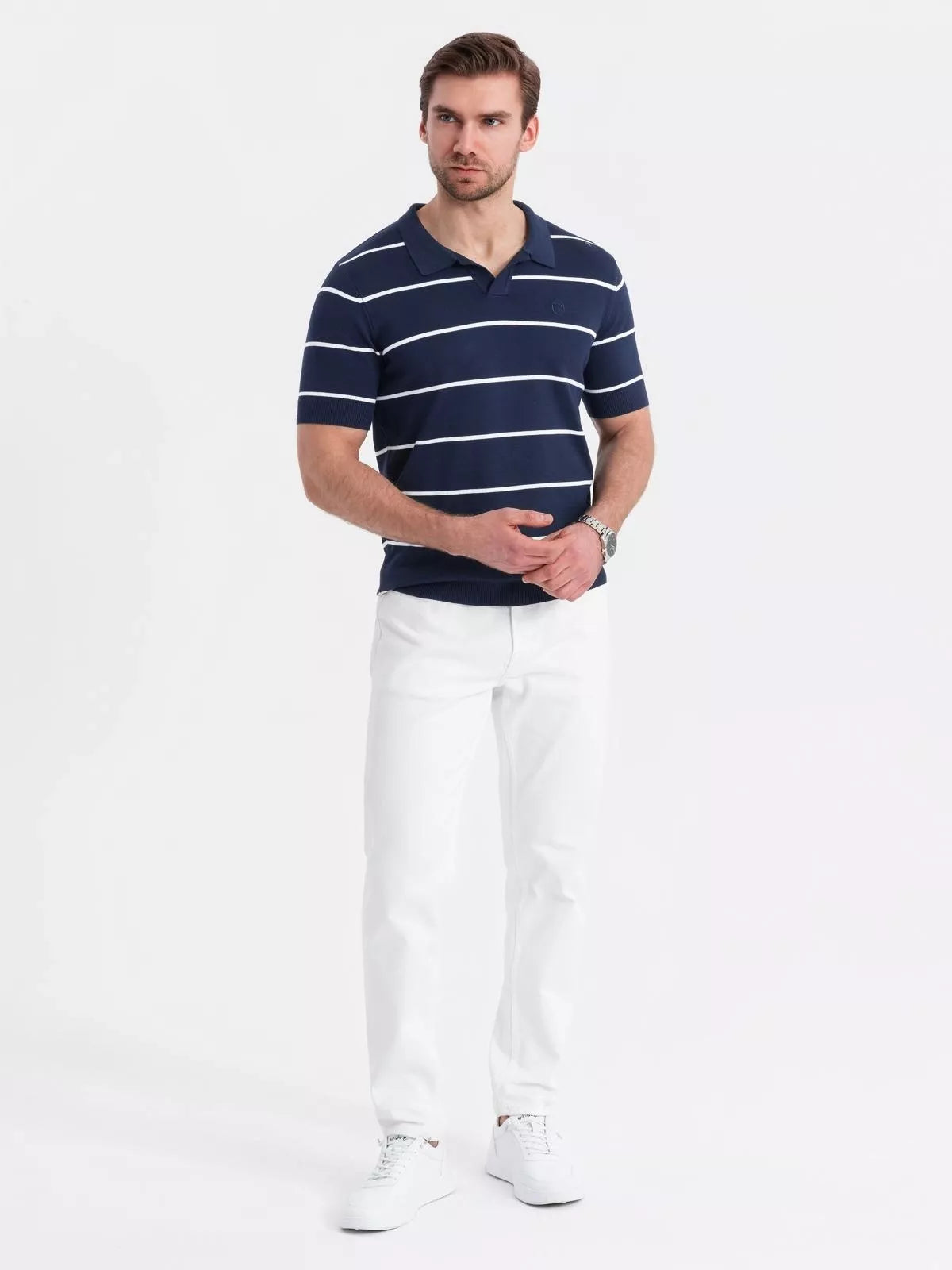 Men's striped navy blue polo shirt Ton