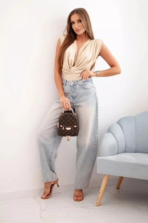 Women's blouse in brown with a deep neckline Ana