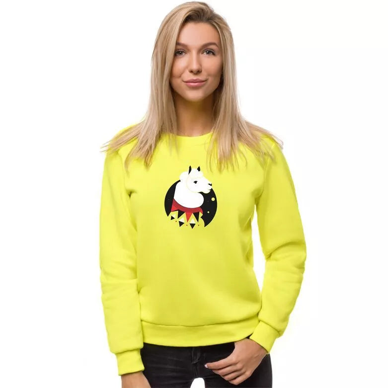 Yellow women's sweatshirt without a hood Lama