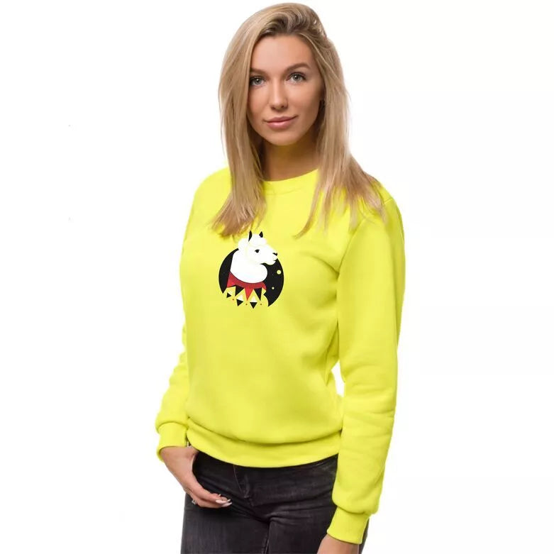 Yellow women's sweatshirt without a hood Lama