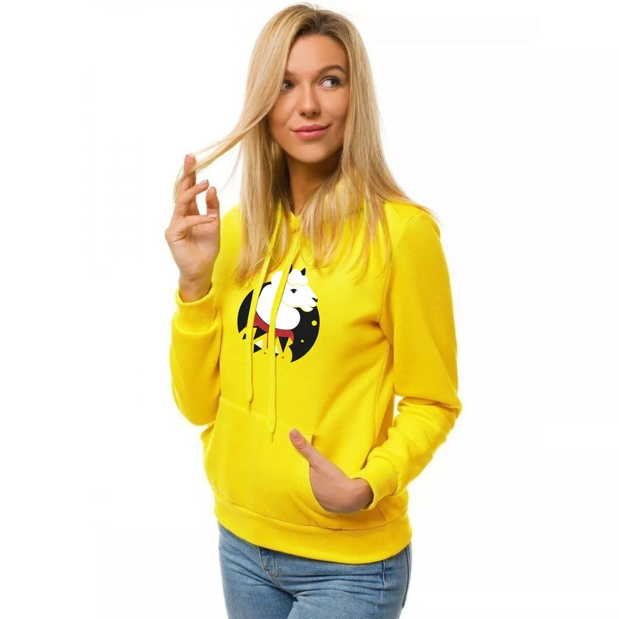 Yellow women's Llama hoodie