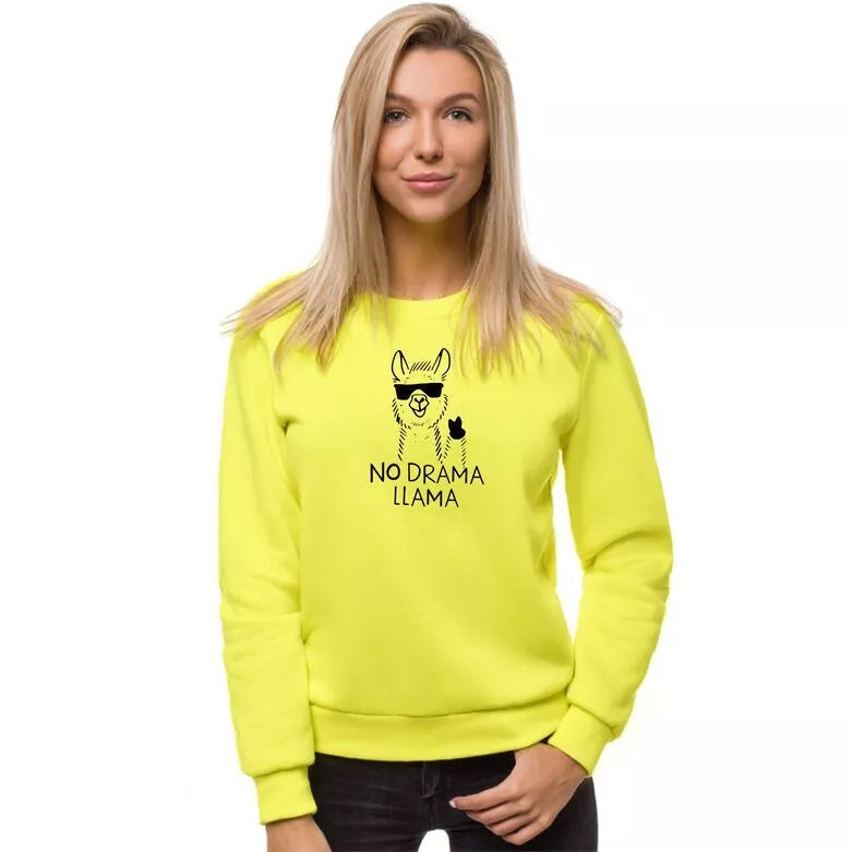 Yellow women's hoodie No drama Llama