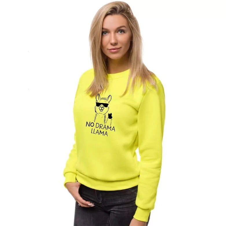 Yellow women's hoodie No drama Llama