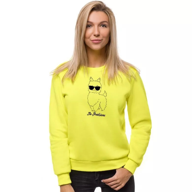 Yellow women's sweatshirt without a hood No ProbLama