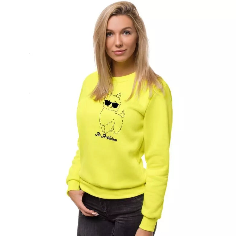 Yellow women's sweatshirt without a hood No ProbLama