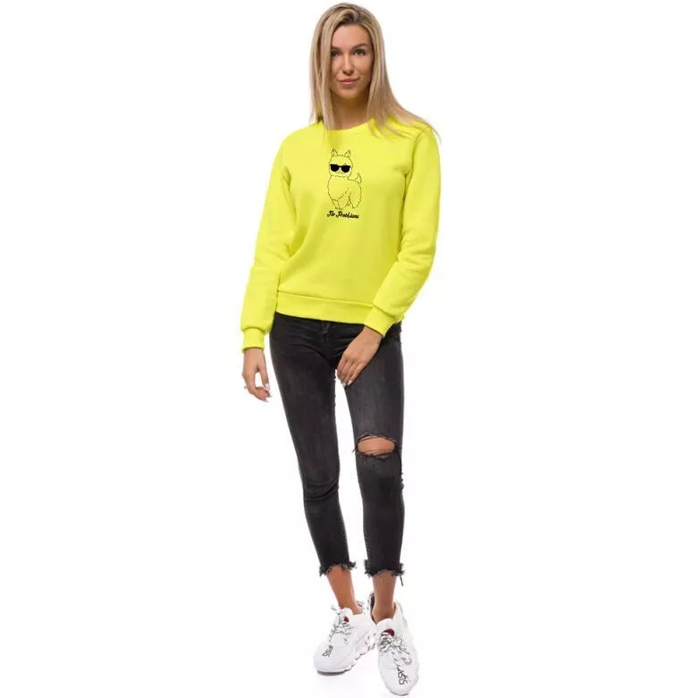 Yellow women's sweatshirt without a hood No ProbLama
