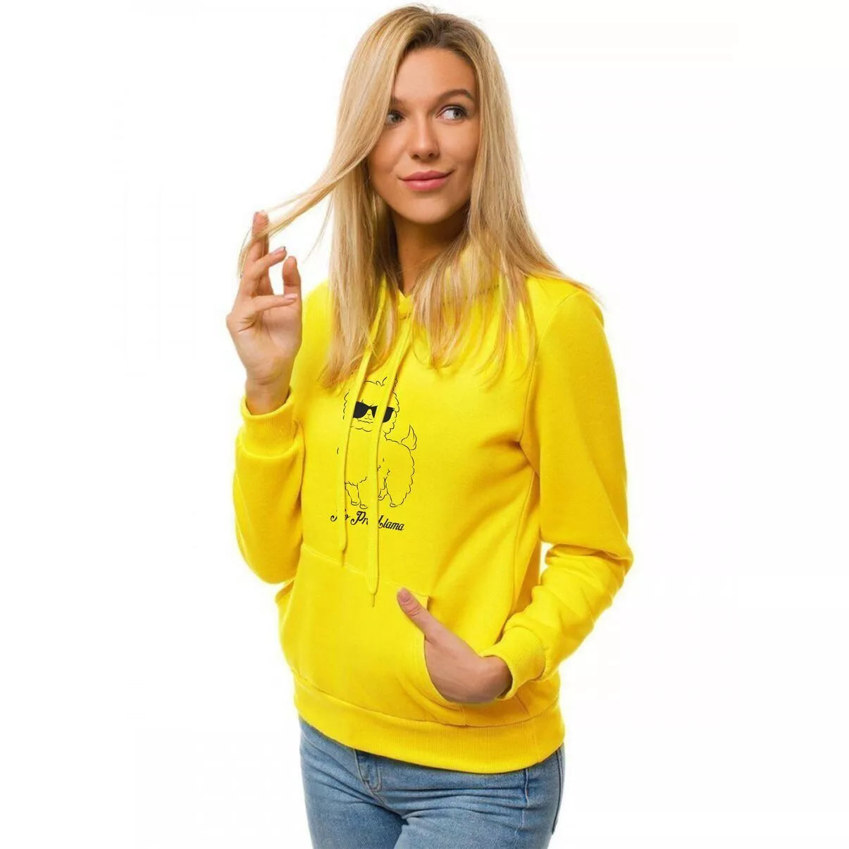 Yellow women's hoodie No ProbLlama