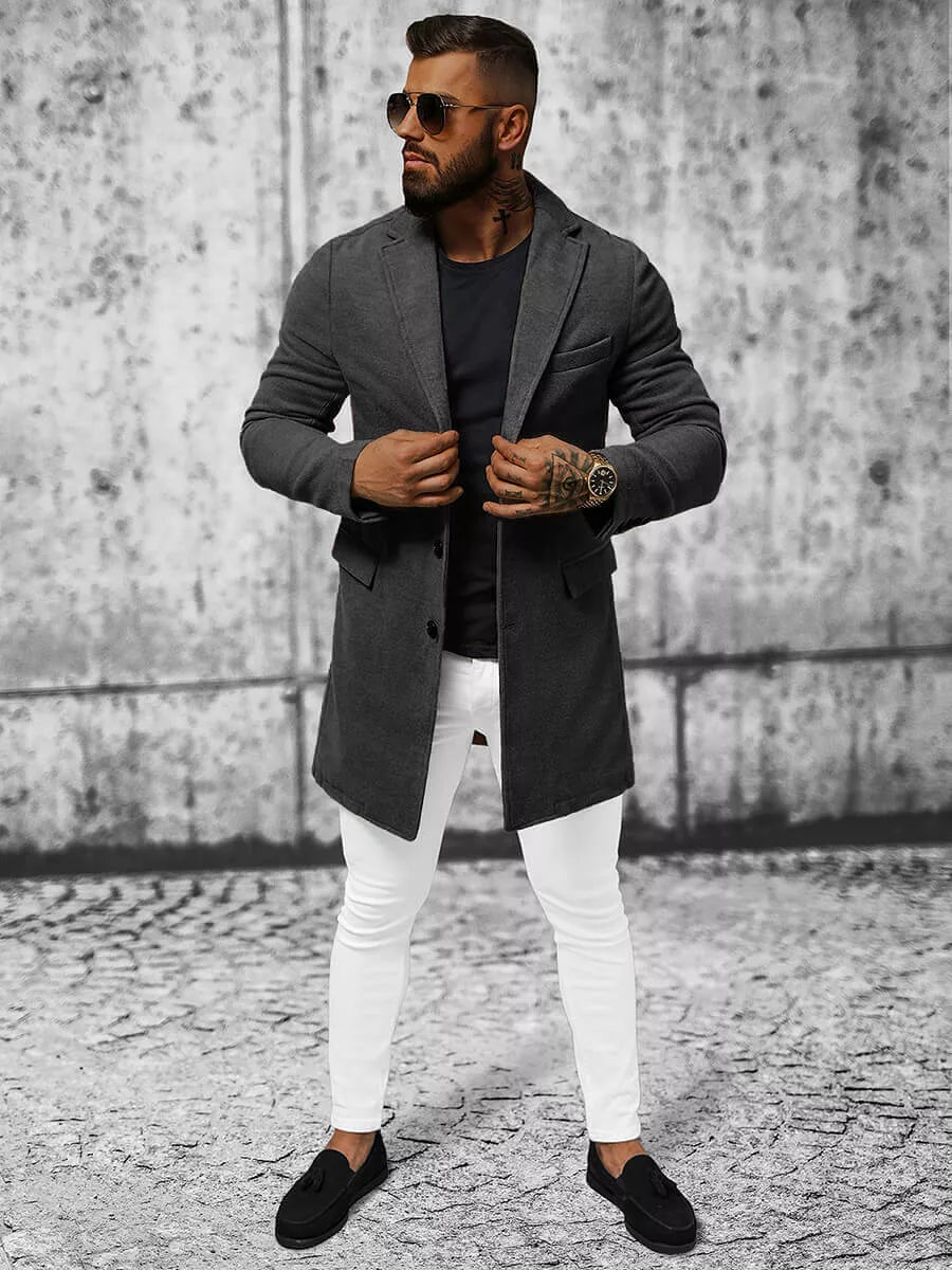 Elegant dark gray men's coat Sugal