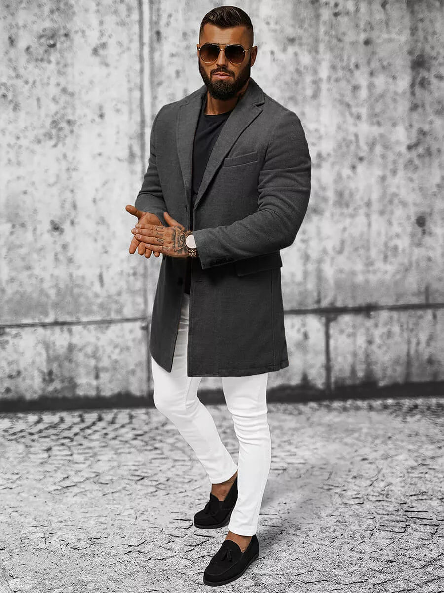 Elegant dark gray men's coat Sugal