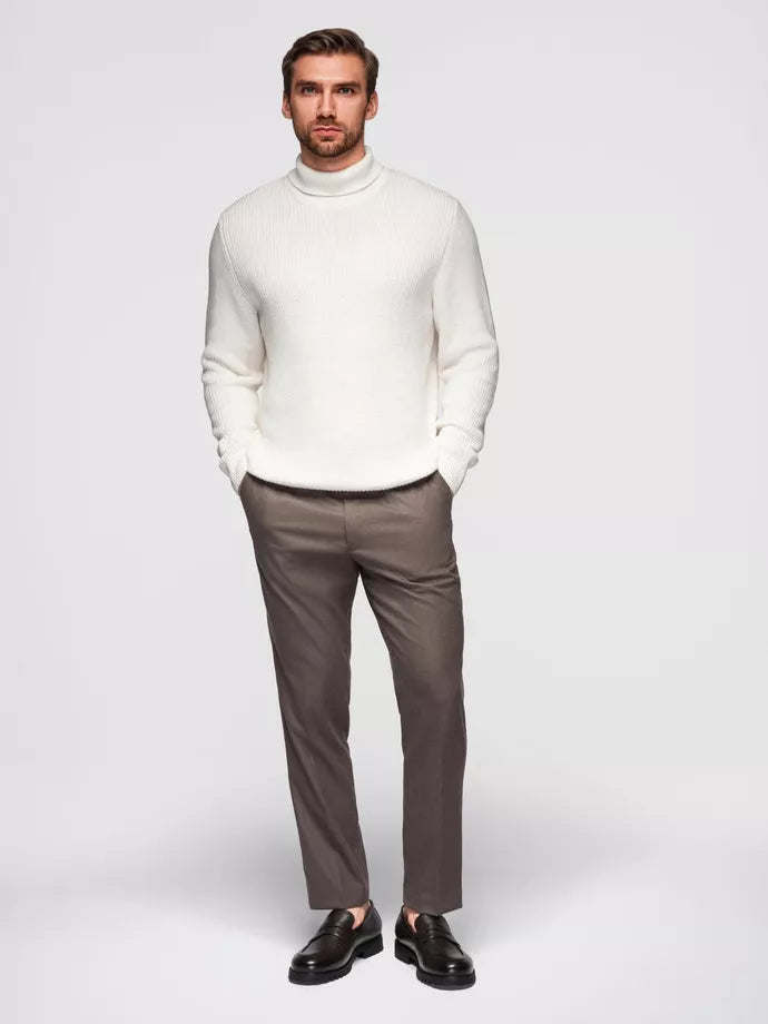 Men's white sweater with high neck Ton