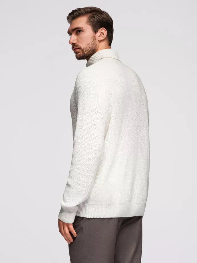 Men's white sweater with high neck Ton