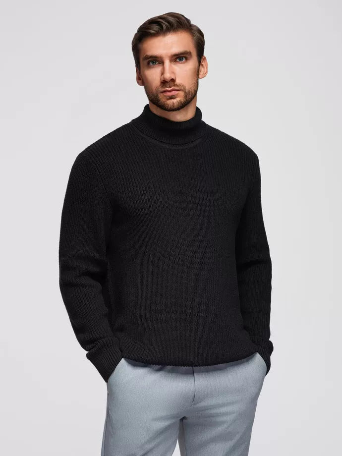 Men's black sweater with high neck Ton