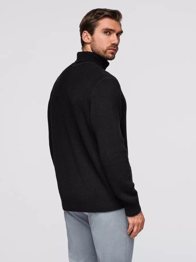 Men's black sweater with high neck Ton