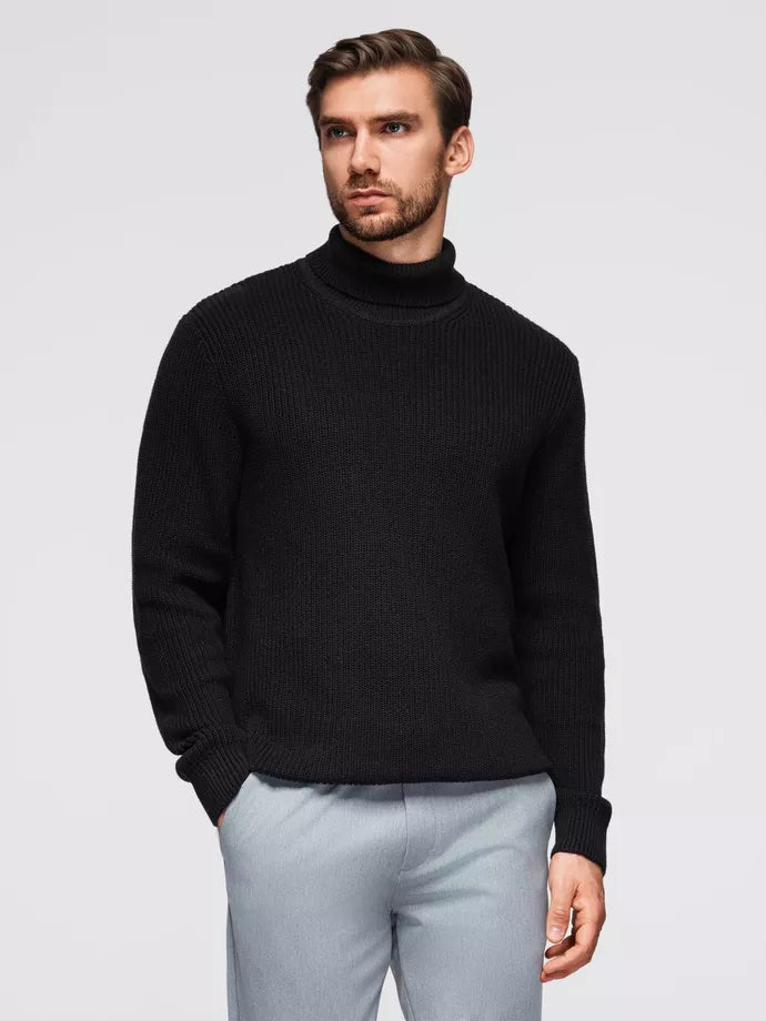 Men's black sweater with high neck Ton