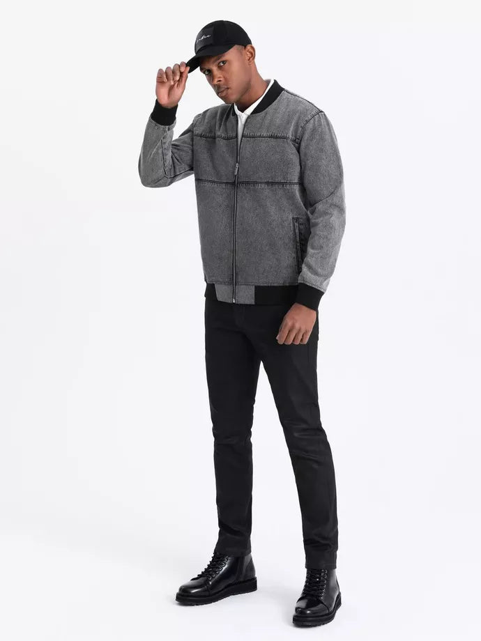 Men's bomber style gray jacket Norvi