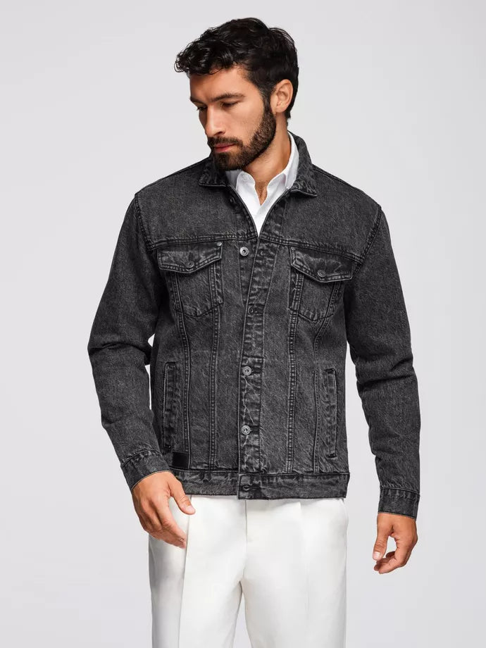 Men's black denim jacket Auger