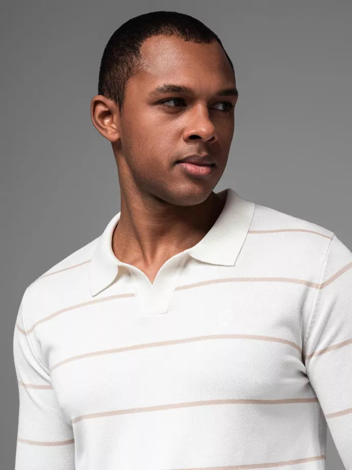 Men's long-sleeved polo shirt in white Don