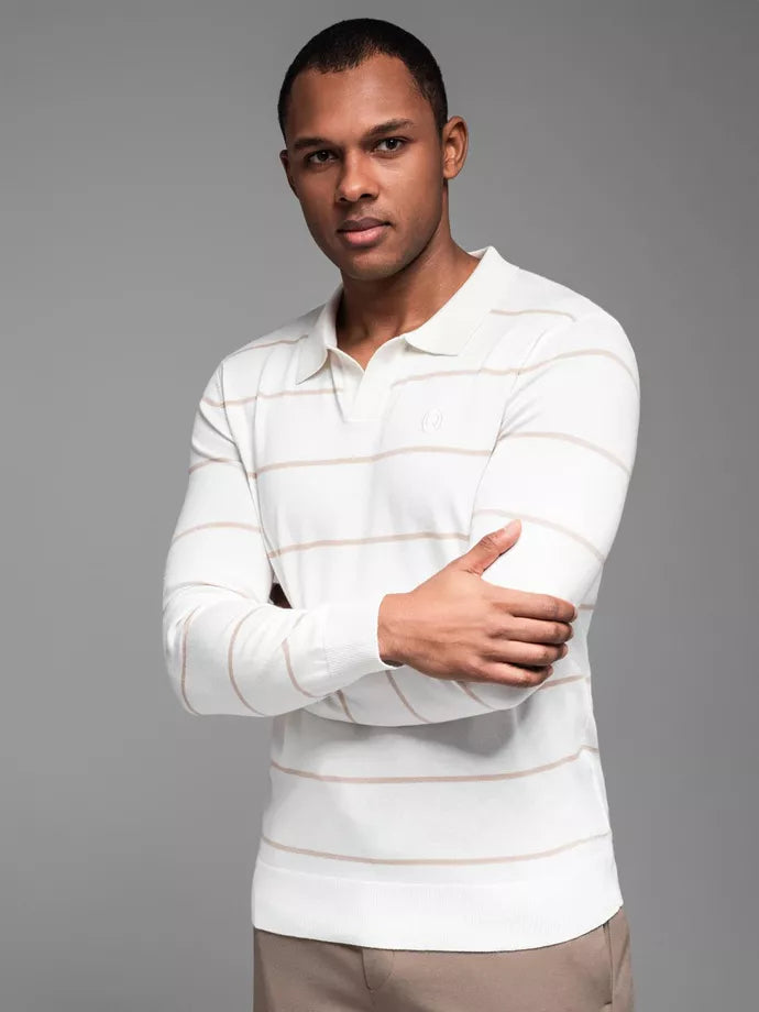 Men's long-sleeved polo shirt in white Don