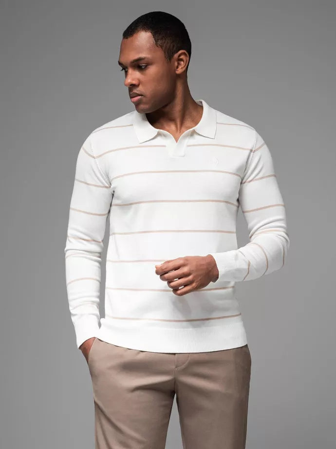 Men's long-sleeved polo shirt in white Don