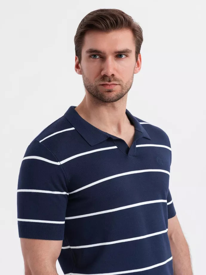 Men's striped navy blue polo shirt Ton