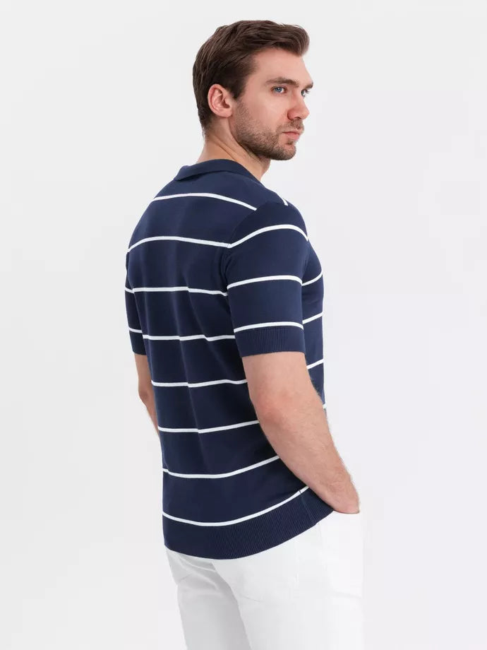 Men's striped navy blue polo shirt Ton