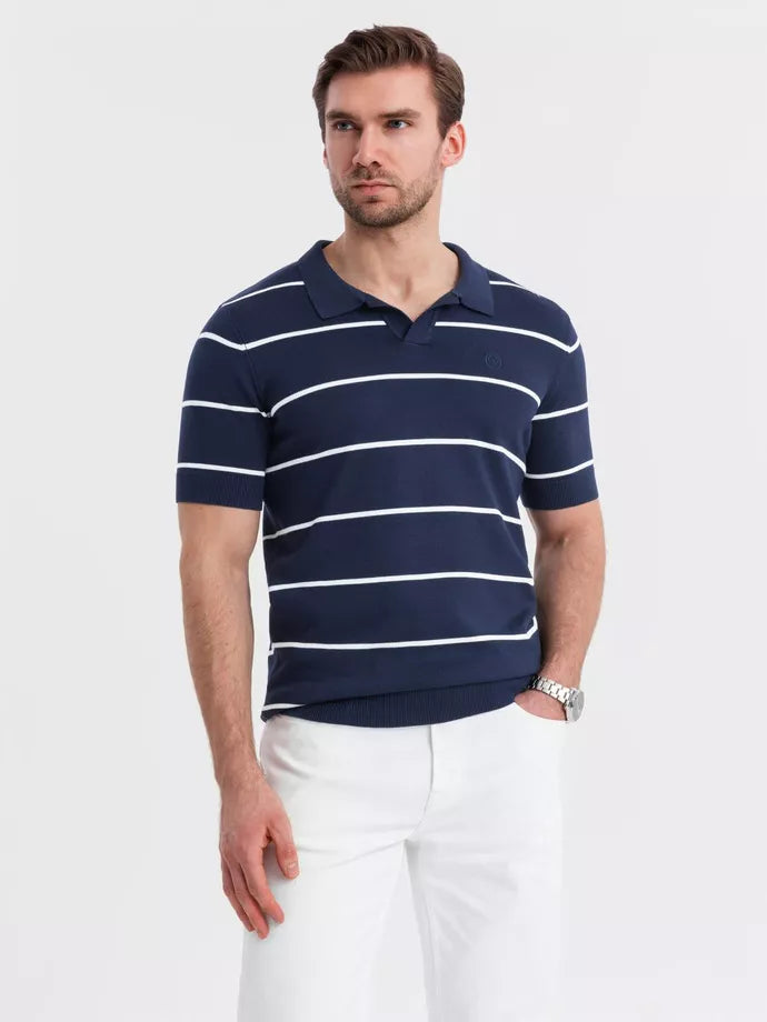 Men's striped navy blue polo shirt Ton