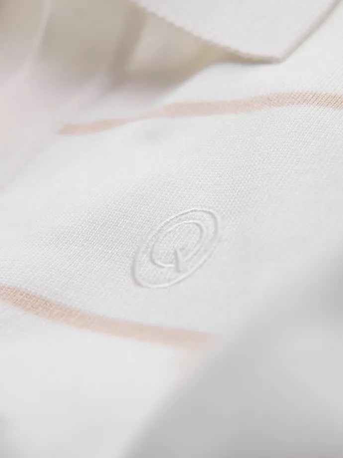 Men's striped white with brown stripes polo shirt Ton