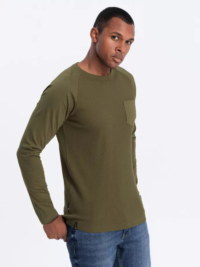 Men's khaki long-sleeved shirt Doug